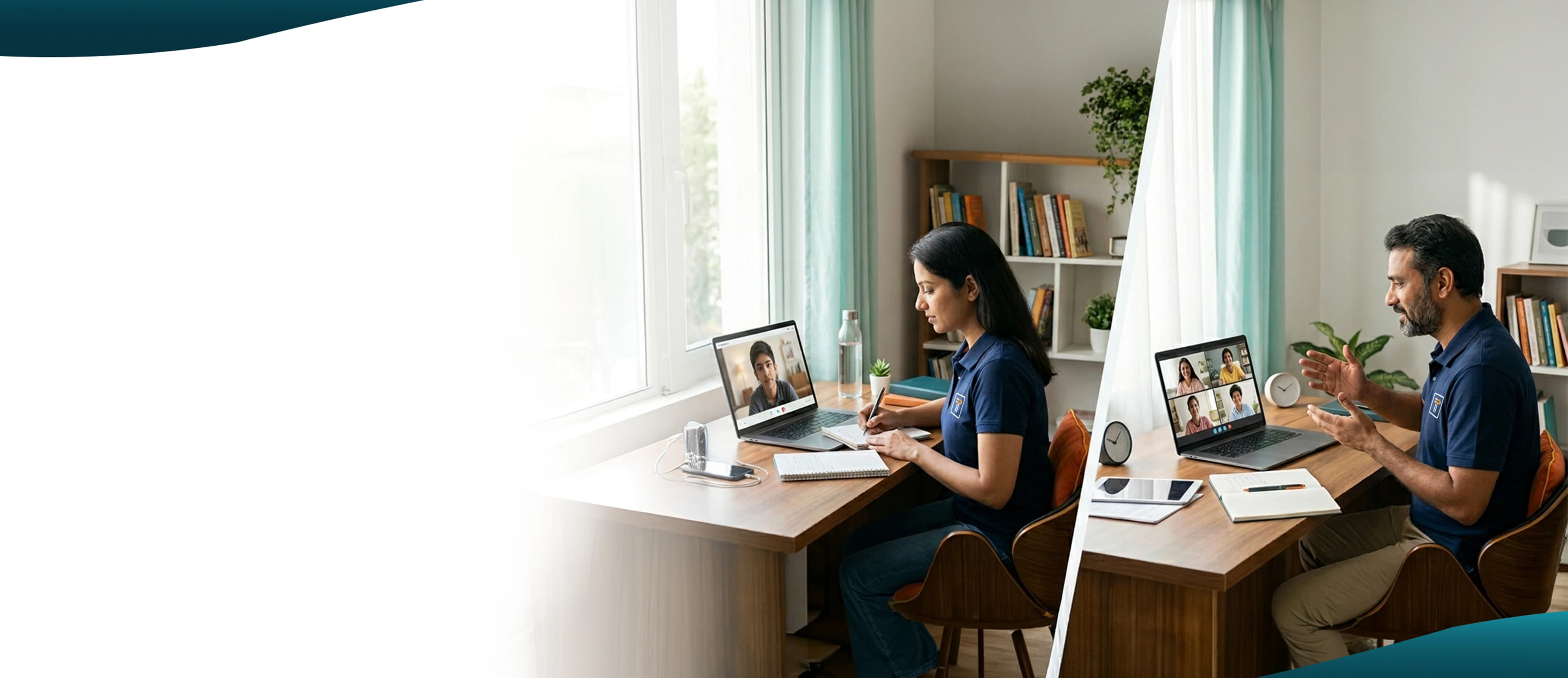 Tutrain founder and students engaging in personalized 1-on-1 and small batch online tutoring sessions.